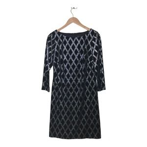 J H Evenings Womens Shift Dress Size 10 Party Holiday Cruise 3/4 Sleeve Sparkly